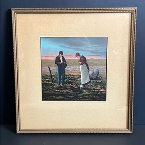 Vintage Framed Print Farmer Home Cottage Decor Wall Decor